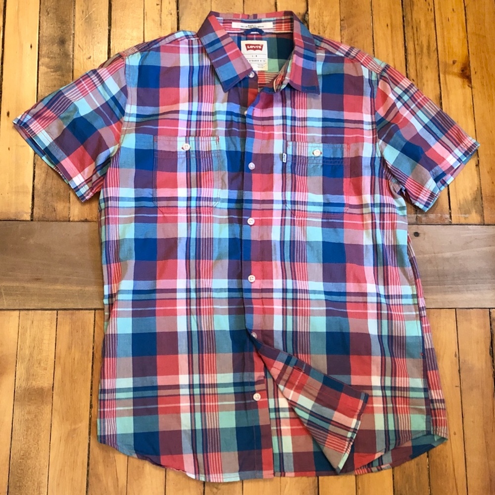 LEVI'S Modern Fit Plaid button down Men's Lg